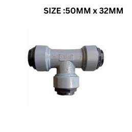 Quickair Push Fit Reduced Equal Tee Connector For Aluminium Compresser Piping-50MM x 32MM