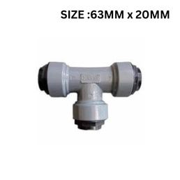 Quickair Push Fit Reduced Equal Tee Connector For Aluminium Compresser Piping-63MM x 20MM
