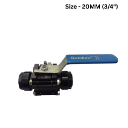Quickair 3 Piece Inline Ball Valve Push Fit - 20MM