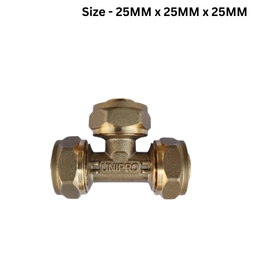 Unipro Equal Tee Brass Compression Fitting - 25MM x 25MM x 25MM - Pack Of 4Nos